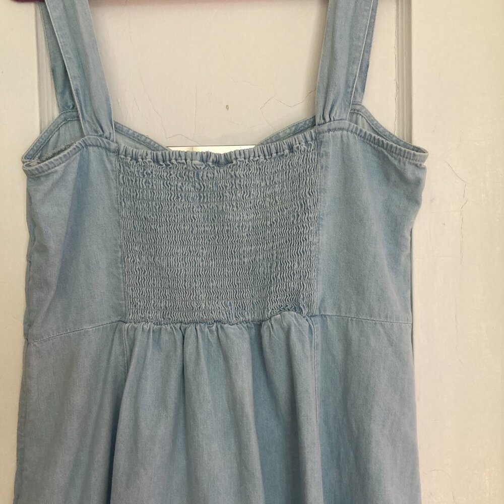 Gap 100% Cotton Denim Sweetheart Neckline Mini Dress XL Blue - Picture 7 of 10